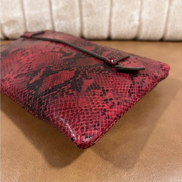 AIMEE KESTEBERG Melville Ruby Red Snakeskin Leather Clutch / Wristlet - Picture 4 of 16